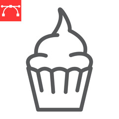 Cupcake line icon, dessert and cake, muffin sign vector graphics, editable stroke linear icon, eps 10.