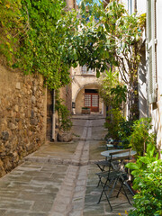 Street in Grimaud village, Cote d'Azur, Provence, southern France