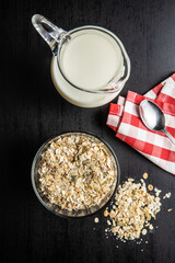 Muesli cereals. Healthy breakfast with oats flakes.