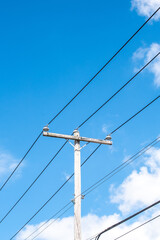 power lines on a blue sky