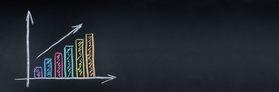 Business graph on a blackboard