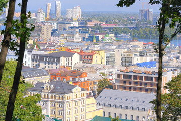Fototapeta na wymiar View of the Kievsky district of Podil