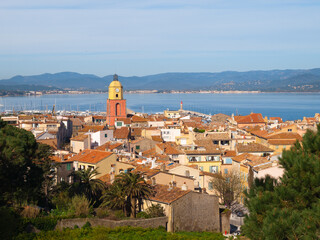 View of Saint-Tropez and the gulf of Saint-Tropez, French Riviera, Côte d'Azur, France