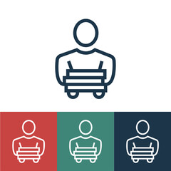 Linear vector icon with pizza guy