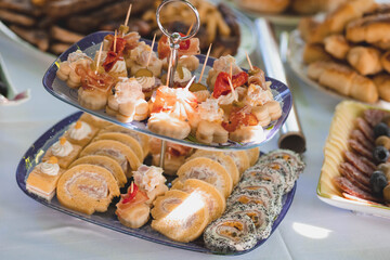 Pastry canape  and rolls catering for birthday or wedding reception