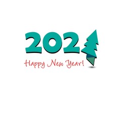 New year greeting card. 2021 and the Christmas tree. Happy new year. Vector