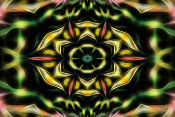 Abstract orange-green kaleidoscope background