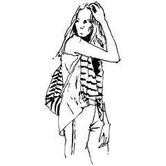 Vector free hand drawing illustration of a woman