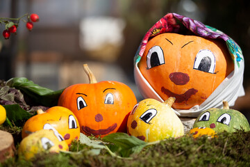 Funny pumpkin with eyes for the holiday of halloween.