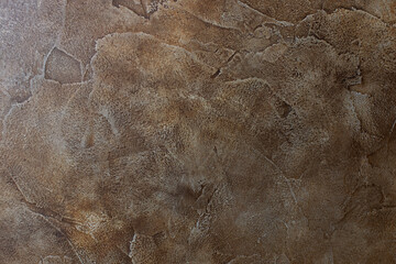 Interior background, texture, brown Italian Venetian plaster. Interior decor concept. Horizontal format. Place for your text. Copy space