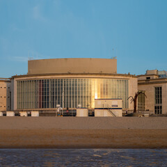 The monumental Casino building on the beach of Ostend (Belgium).