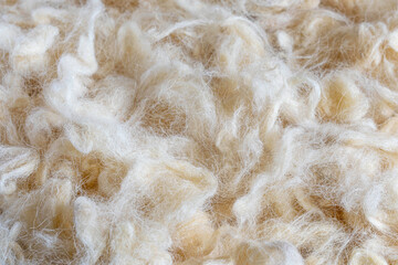 Sheep wool closeup, wool flakes