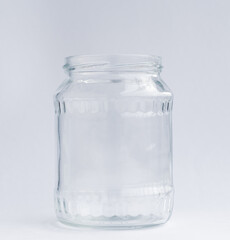 Photography of an empty jar on white background.