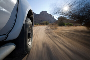 Safari Truck Driving at Spitzkoppe, Namibia