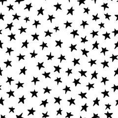 Trend Doodle style abstract hand drawn stars pattern. Simple black and white vector fairy background. . Vector illustration