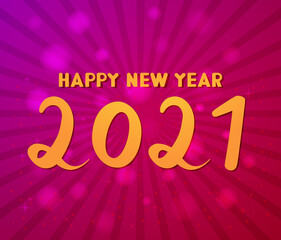 Happy new year 2021. Festive banner. Hand draw lettering. Winter holiday.Vector flat illustration.