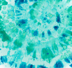 Tie Dye Spiral. Green Artistic Shirt. Tie Die Art 