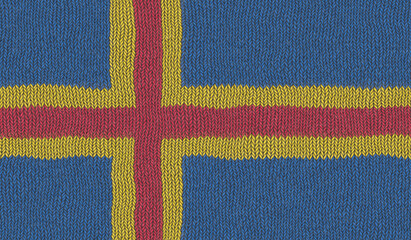 Detailed Illustration of a Knitted Flag of Aland