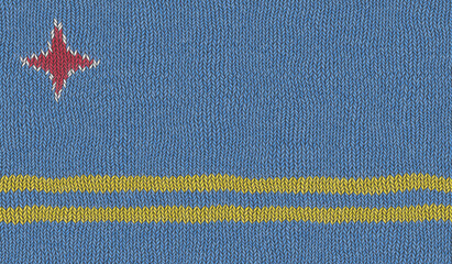 Detailed Illustration of a Knitted Flag of Aruba