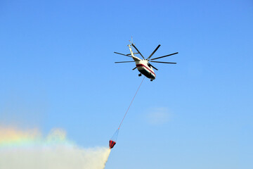 air show over water in the air