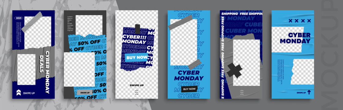 Cyber Monday Sale. Trendy editable Stories template. Design  for social media. 