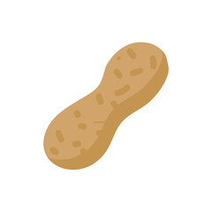 Vector illustration of peanut nut in shell in flat style isolated on white background. Design element for walnut design, walnut shell in minimal style. Halloween sticker set. Nut butter and sweets