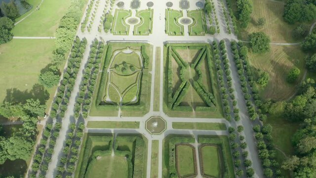 Aerial view of the royal garden in Stockholm, Sweden. Drottningholm, the royal palace of the queen and king of Sweden.