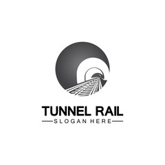 Rail with tunnel logo icon vector design template