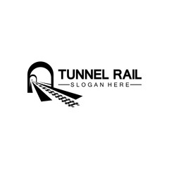 Rail with tunnel logo icon vector design template