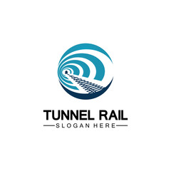 Rail with tunnel logo icon vector design template