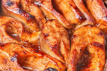 baked red fish in a marinade of teriyaki sauce