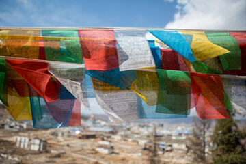 Prayer flags blowing in the wind in China