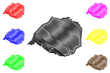 Southern Region (Iceland island, Regions of Iceland) map vector illustration, scribble sketch Suourland map