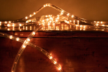 LED light band on a wooden table