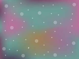 Winter snowflakes and circles. Unusual gradient snow flakes isolated flyer background. New Year card border winter pattern with minimal snowflake elements isolated.