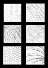 Set of six square pencil textures