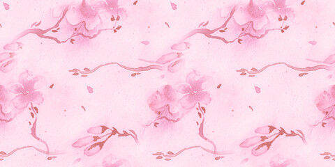 Chinese Flowers. Seamless Blossom Background. 