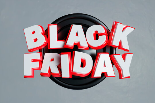 Black Friday 3D render logo letter white e red