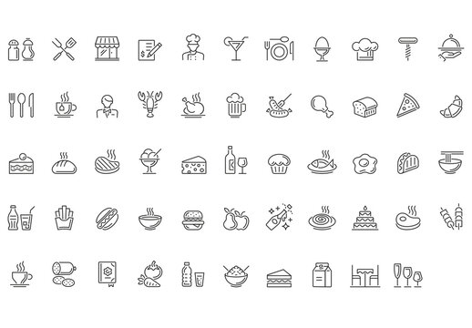 Food and Drinks Outline Icon Set