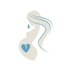 pregnancy loss, abortion, Miscarriage concept. Woman is crying in hospital or clinic. She lost her child. Flat Vector illustration.