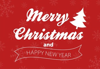 Beautiful text design of Merry Christmas on red color background. vector illustration