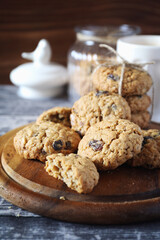 Homemade oatmeal cookies with raisins