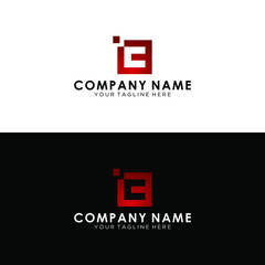 IC Letter Logo With Red Line Design. Outline Lettering Symbol Vector Illustration on a black and white background.