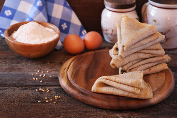 Breton buckwheat crepes  and ingredients