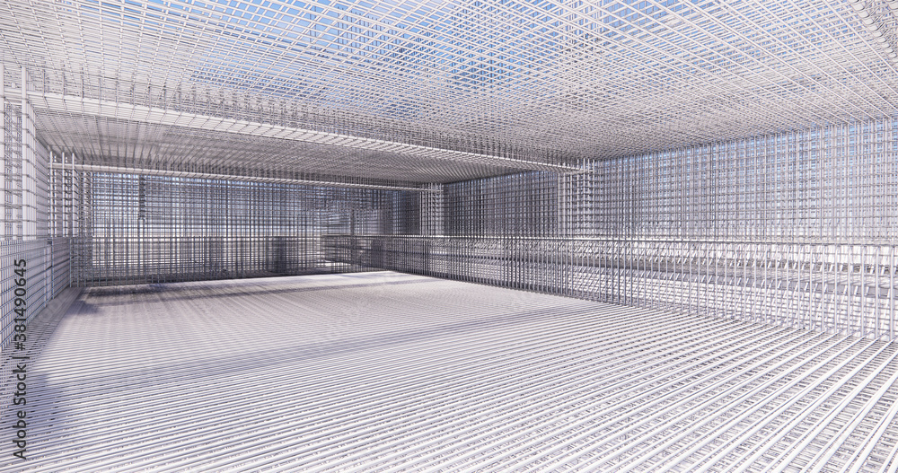 Poster 3d bim model of reinforcement framework of the building