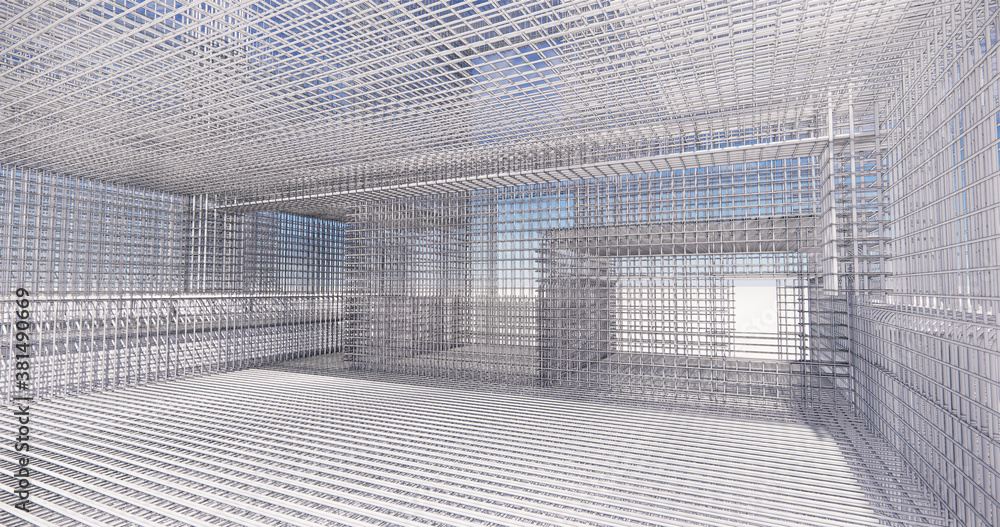Poster 3d bim model of reinforcement framework of the building