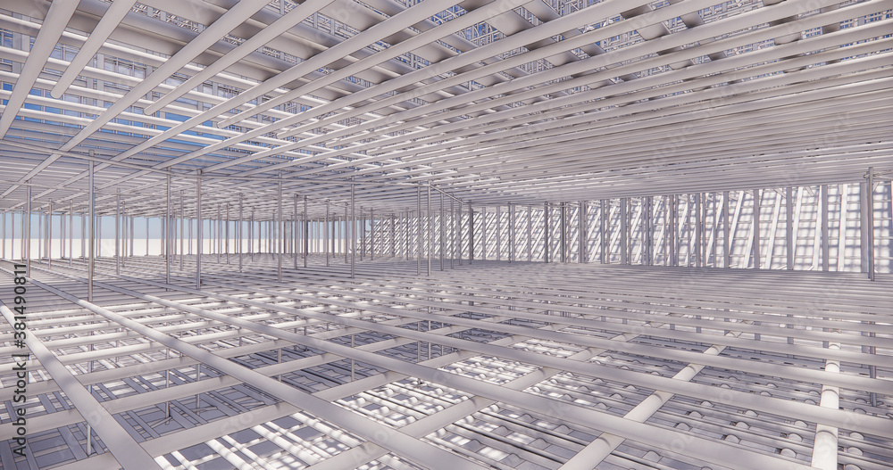 Poster 3d bim model of reinforcement framework of the building