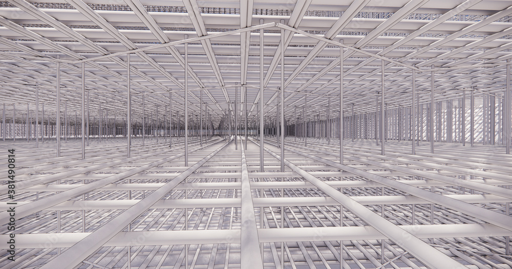 Poster 3d bim model of reinforcement framework of the building