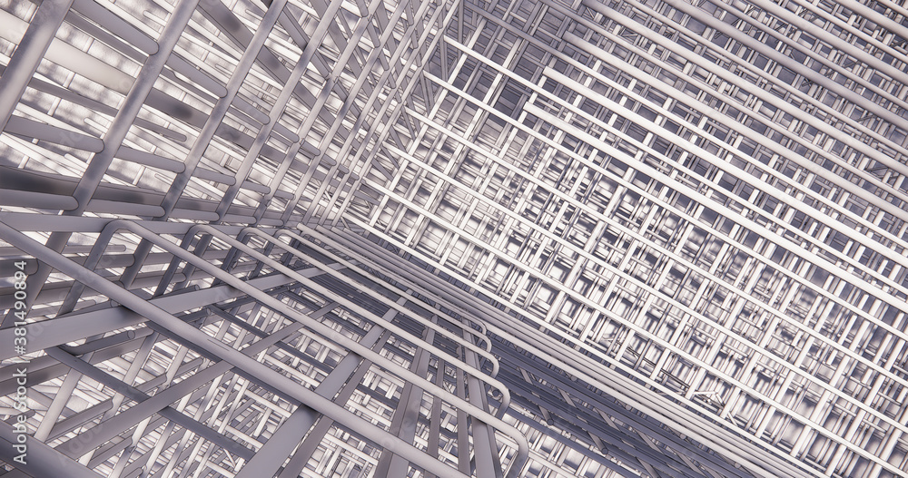 Poster 3d bim model of reinforcement framework of the building