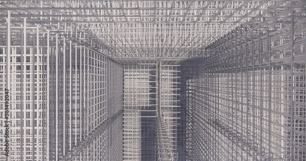 Poster 3d bim model of reinforcement framework of the building